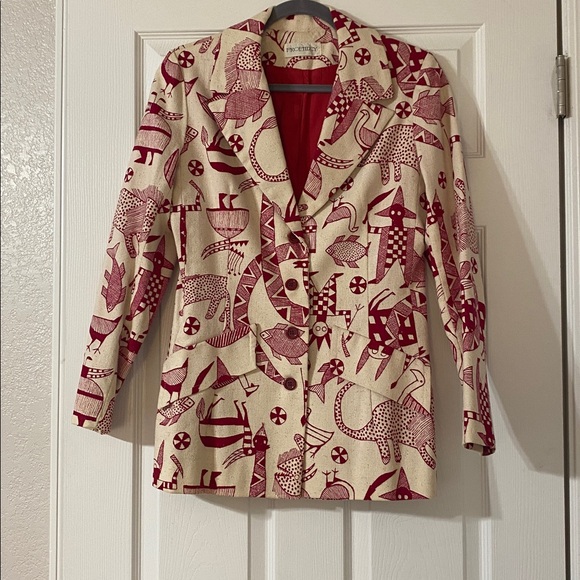 Prophecy Jackets & Blazers - Prophecy Bohemian Women’s Blazer Red and Cream Bold Patterned